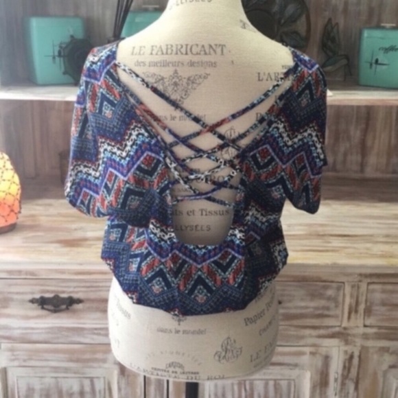 NWOT “Rio” chevron cageback front tie top - Picture 2 of 3